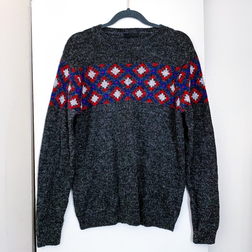 Asos Gray Pattern Knit Sweater